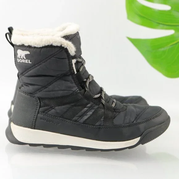 Sorel Women's Whitney II Boot Size 6 Waterproof Short Lace Up Black Nylon Winter - Picture 5 of 12